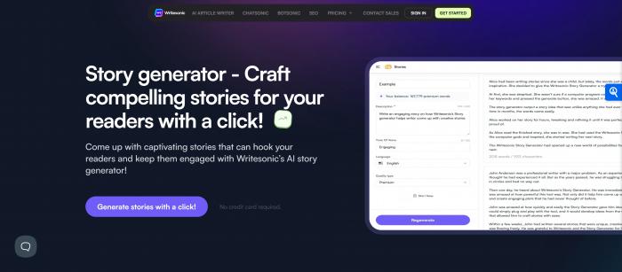 WriteSonic AI Story Generator
